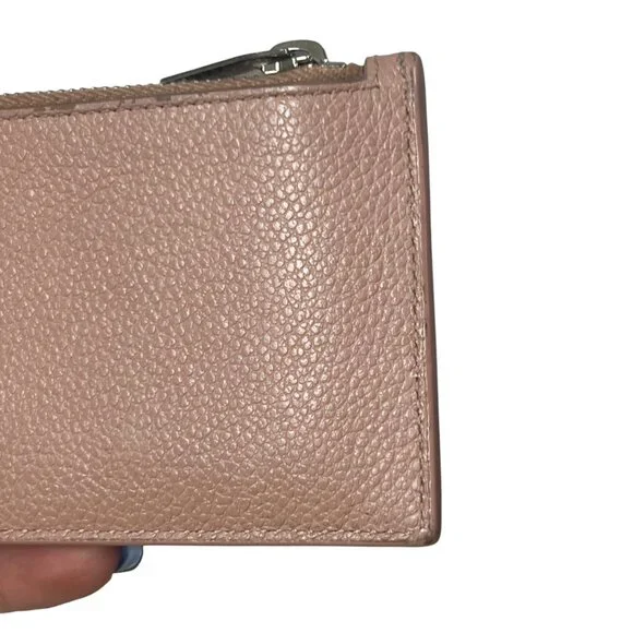 $345 Saint Laurent Blush Pink Grained Leather 5 Fragments Card Holder